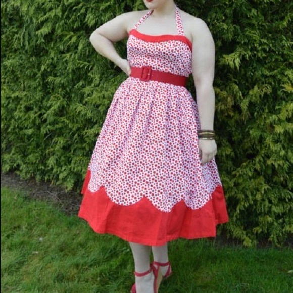 Tatyana Dresses & Skirts - Tatyana Marnie 1950's Red Polka Dot Pinup Fit and Flare Halter Dress